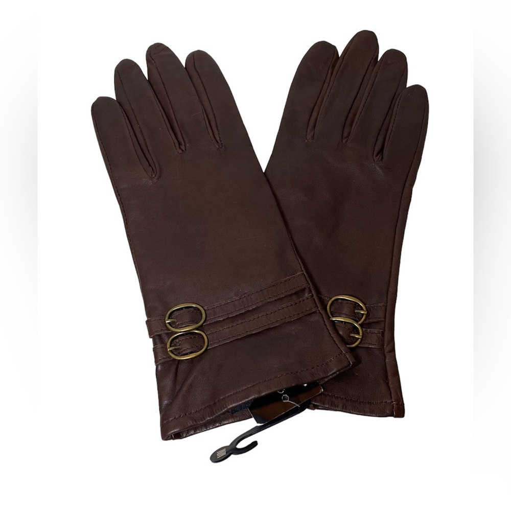 Brown leather gloves by Fashion Expressions - size Medium